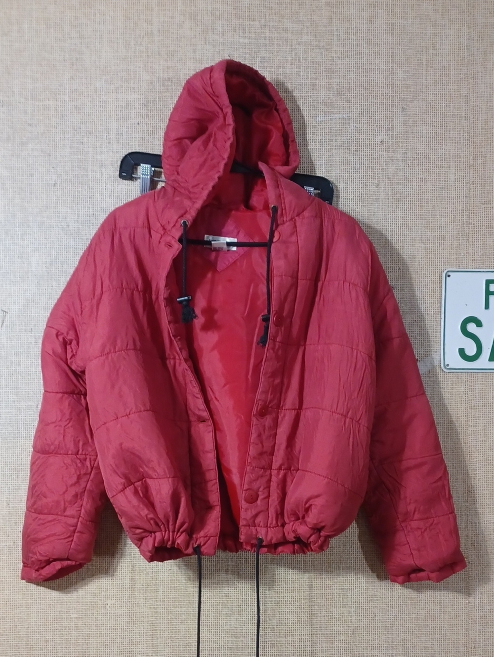 Women's Red Hooded Puffer Jacket